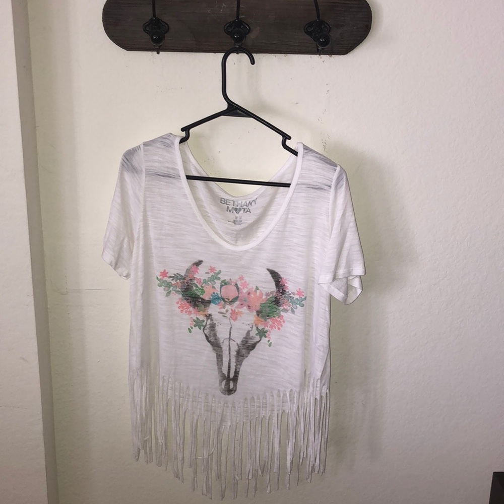 White fringed boho shirt